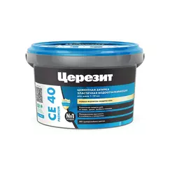 Затирка Церезит CE 40 Premium цементная водооталкивающая, №07 серая, 2 кг, Цвет производителя: серый