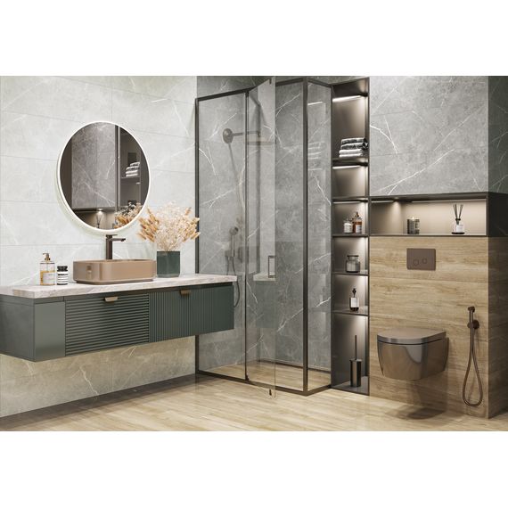 Плитка керамическая Delacora Рокстайл Серый WT93ROK15 серая 30×90 см, изображение 2